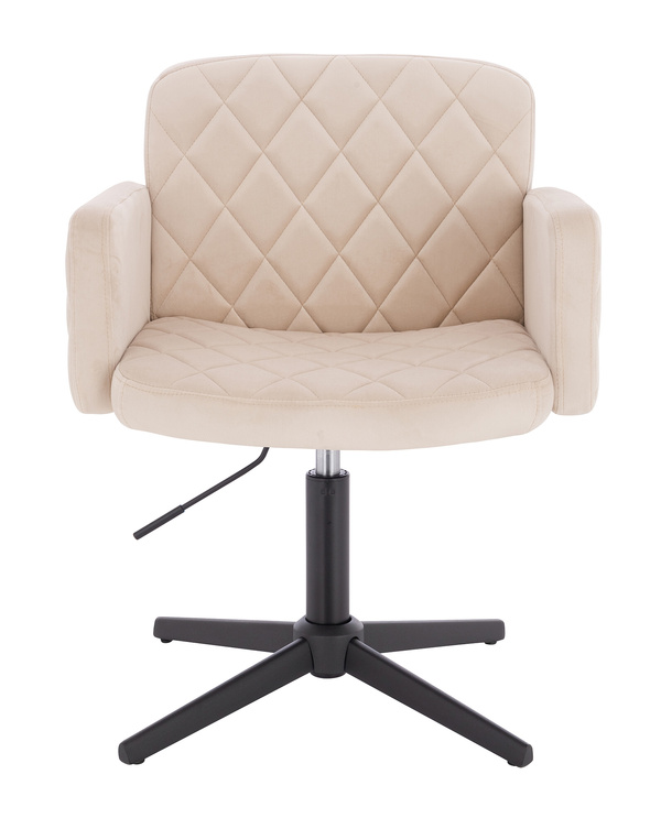 HR802CROSS Krémszínű Modern Velúr Szék Fekete lábbal