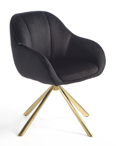 HR2055 CSILLAGLÁB Fekete Modern Velúr Szék Arany lábbal