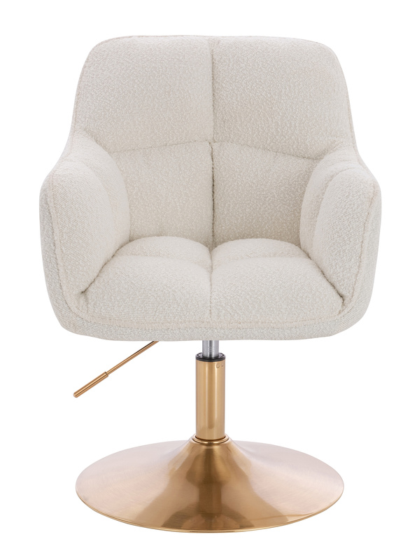 HR550N Krémszínű modern boucle  szék arany lábbal