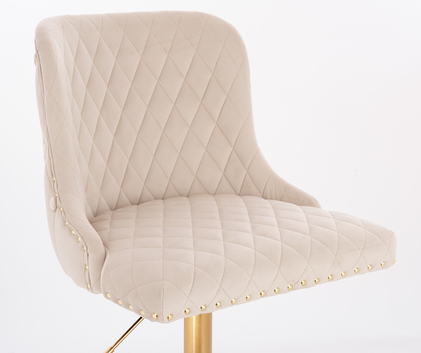 HR940W Krémszínű Modern Velúr Szék Arany lábbal