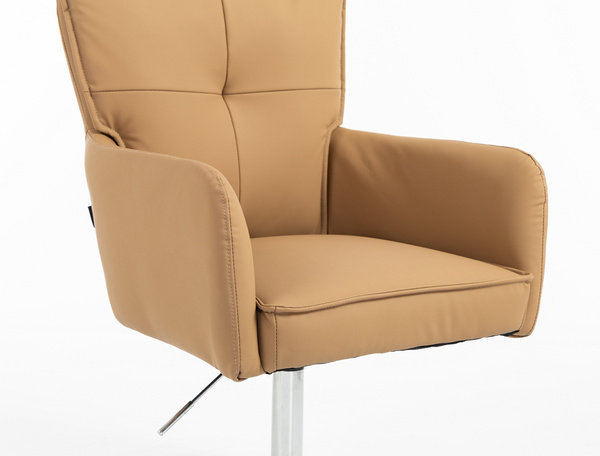 HR250N Karamell Színű Prémium Soft Műbőr Szék Krómozott Lábbal