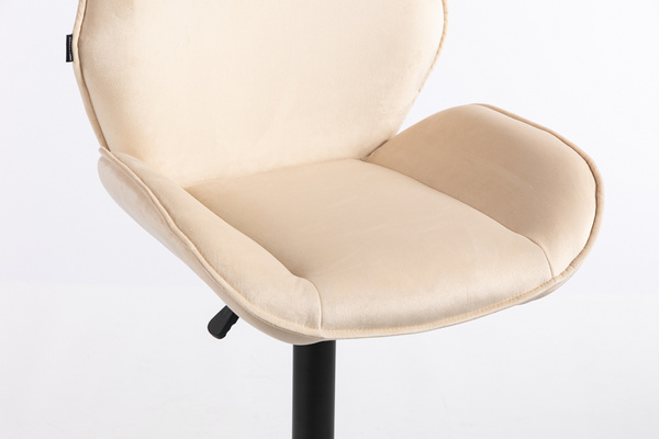 HR350W Krémszínű modern velúr szék fekete lábbal