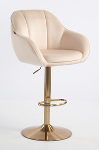 HR2055W Krémszínű Modern Velúr Szék Arany lábbal