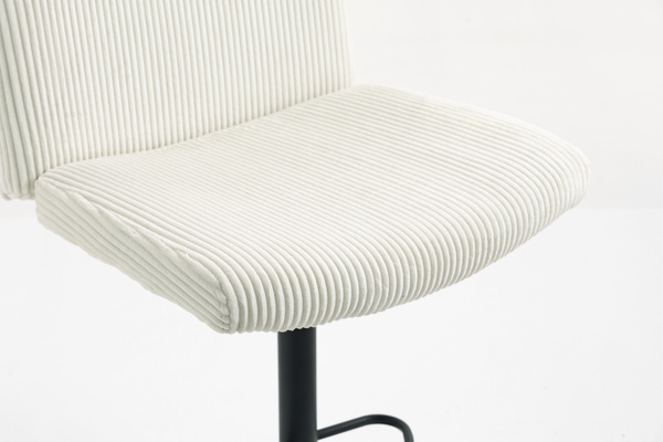 HR150W Fehér Modern Kordbársony Szék Fekete lábbal