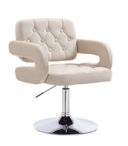 HR8403N Krémszínű modern velúr szék krómozott lábbal