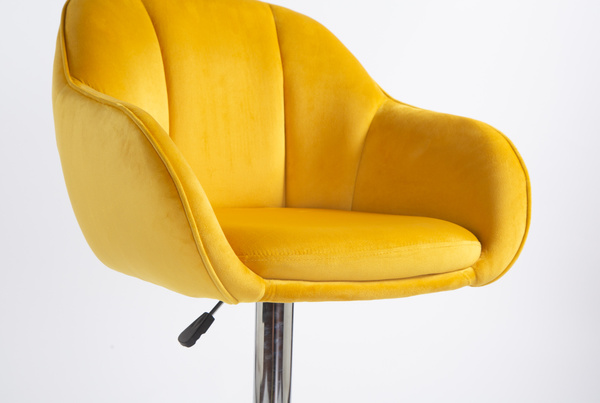 HR2055W Sárga Modern Velúr Szék Krómozott lábbal
