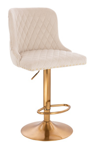 HR940W Krémszínű Modern Velúr Szék Arany lábbal