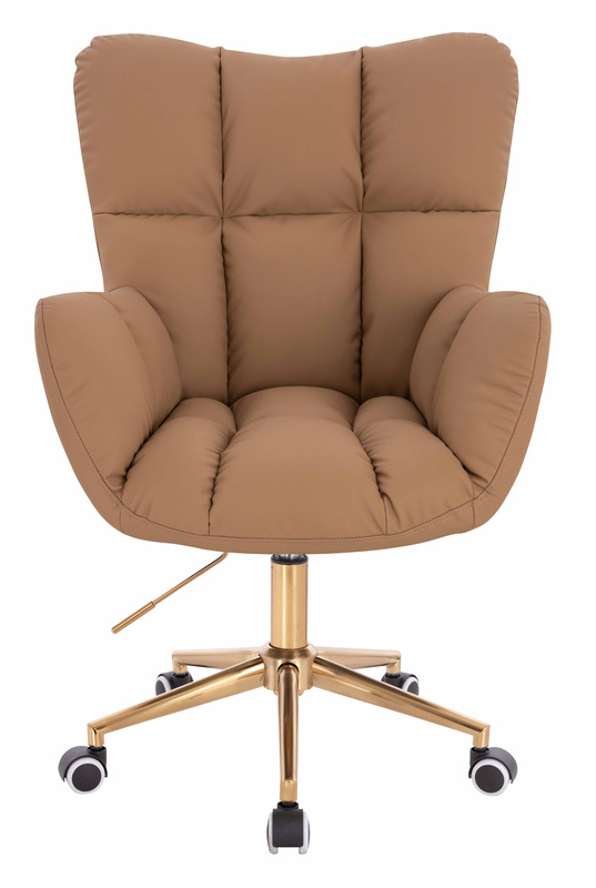 HR650K Karamell Műbőr Premium Soft szék arany lábbal
