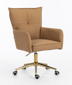 HR250K Karamell Színű Prémium Soft Műbőr Szék Arany Lábbal