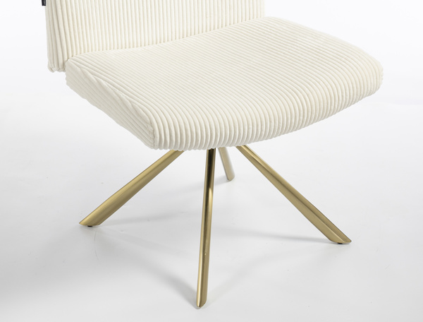 HR150 CSILLAGLÁB Fehér Modern Kordbársony Szék Arany lábbal