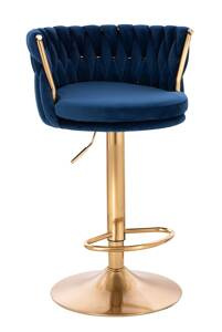 HR450W Tengerkék Modern Velúr Szék Arany lábbal