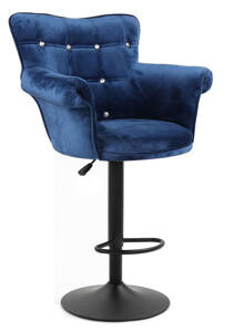 HR804CW Tengerkék modern velúr szék fekete lábbal