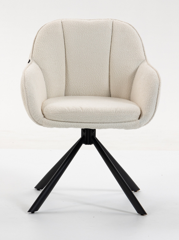 HR2055 CSILLAGLÁB Krémszínű Modern Boucle Szék Fekete lábbal