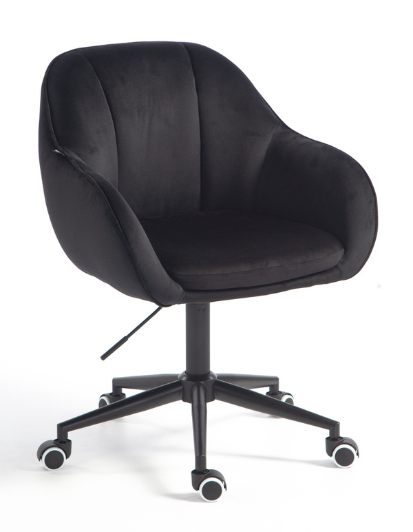 HR2055K Fekete Modern Velúr Szék Fekete lábbal