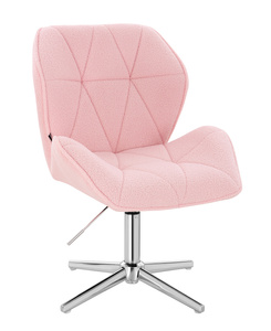 HR212CROSS Púderrózsaszín modern boucle szék krómozott lábbal