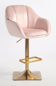 HR2055KW Púder Rózsaszín Modern Velúr Szék Arany lábbal