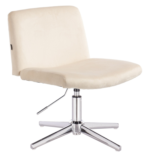 HR150CROSS Krémszínű Modern Velúr Szék Krómozott lábbal
