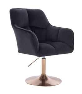 HR550N Fekete modern velúr szék arany lábbal