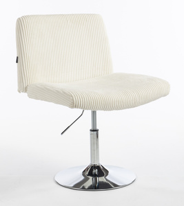 HR150N Fehér Modern Kordbársony Szék Krómozott lábbal