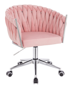HR750K Púder Rózsaszín Modern Velúr Szék Krómozott lábbal