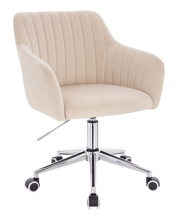 HR190K Krémszínű Modern Velúr Szék Krómozott lábbal
