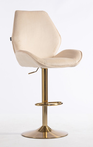 HR350W Krémszínű modern velúr szék arany lábbal