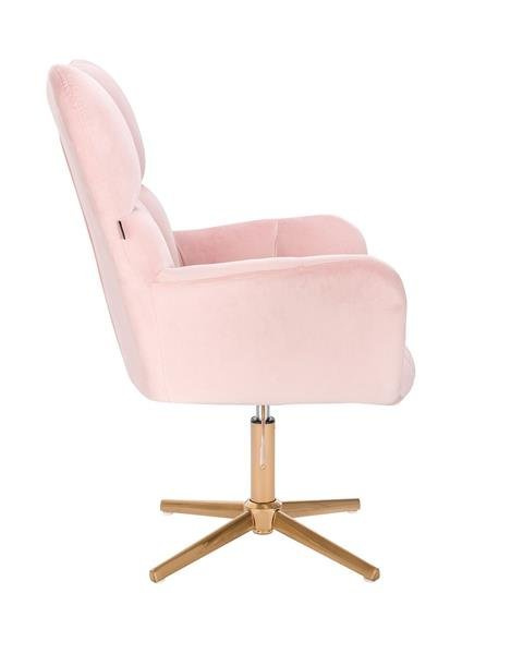 HR650CROSS Púderrózsaszín modern velúr szék arany lábbal