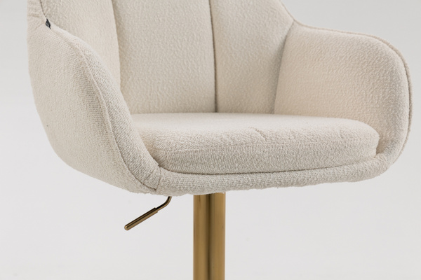 HR2055W Krémszínű Modern Boucle Szék Arany lábbal