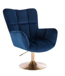 HR650N Tengerkék modern velúr szék arany lábbal