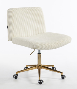 HR150K Fehér Modern Kordbársony Szék Arany lábbal