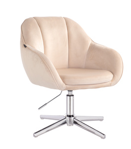 HR2055CROSS Krémszínű Modern Velúr Szék Krómozott lábbal