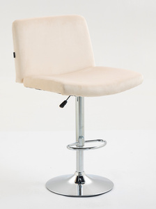 HR150W Krémszínű Modern Velúr Szék Krómozott lábbal