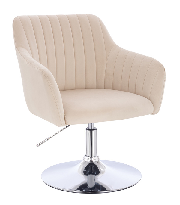HR190N Krémszínű Modern Velúr Szék Krómozott lábbal