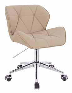 HR111K Krémszínű Műbőr Premium Soft szék krómozott lábbal