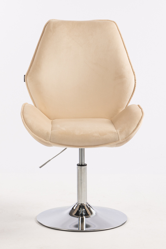 HR350N Krémszínű modern velúr szék krómozott lábbal