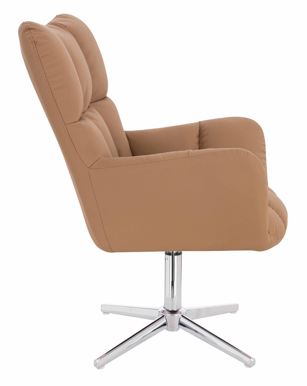 HR650CROSS Karamell Műbőr Premium Soft szék krómozott lábbal