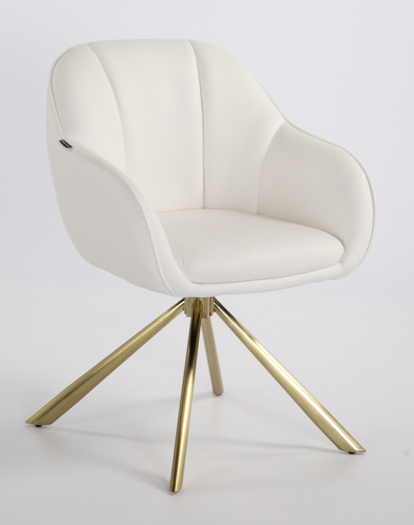 HR2055 CSILLAGLÁB Fehér Modern Műbőr Szék Aany lábbal