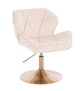HR111N Krémszínű modern velúr szék arany lábbal