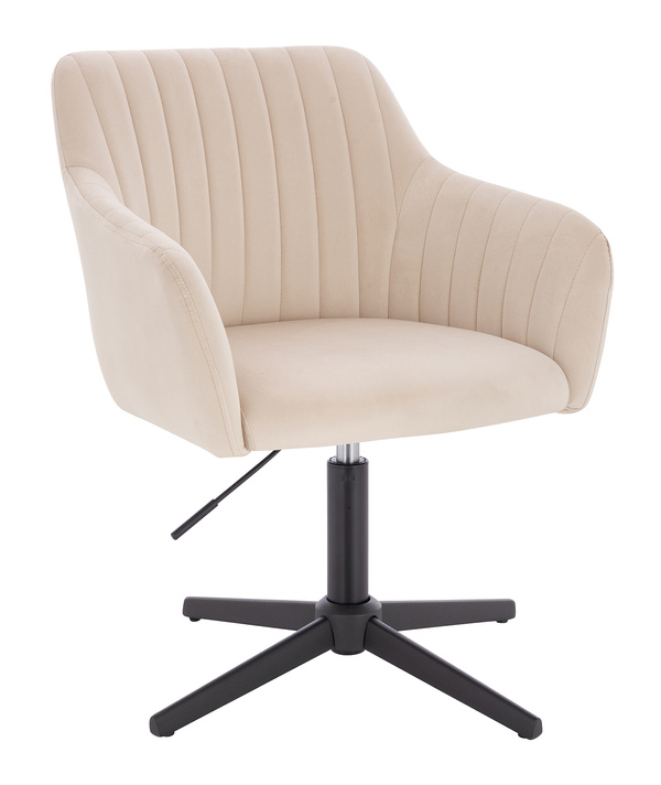 HR190CROSS Krémszínű Modern Velúr Szék Fekete lábbal