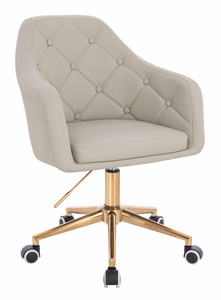 HR831K Ecru Műbőr Premium Soft szék Arany lábbal