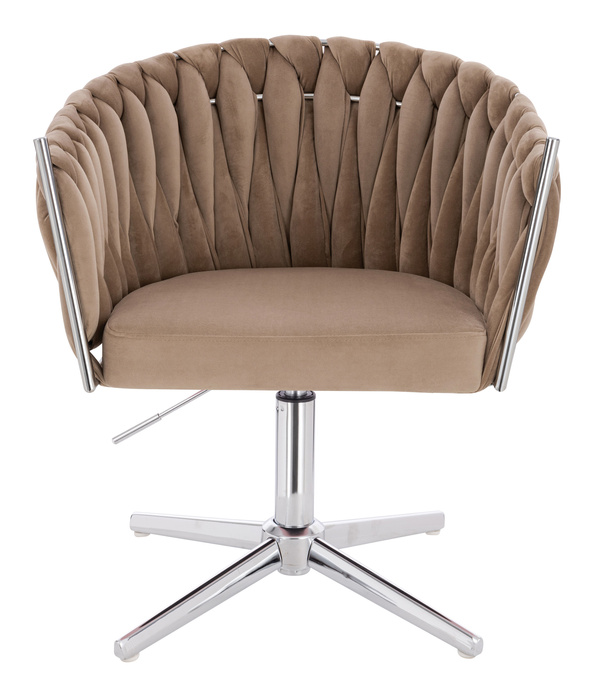 HR750CROSS Latte Modern Velúr Szék Krómozott lábbal