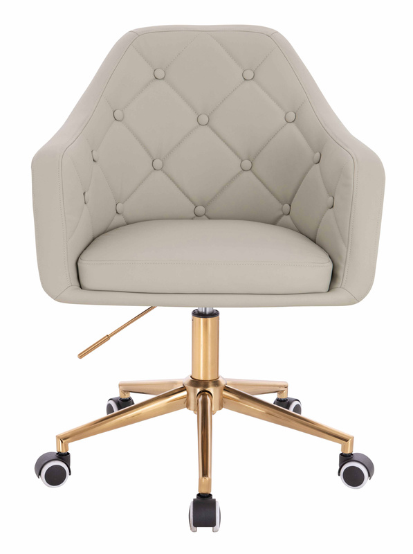 HR831K Ecru Műbőr Premium Soft szék Arany lábbal