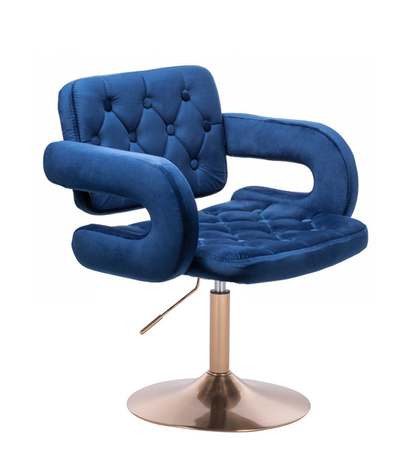 HR8403N Tengerkék modern velúr szék arany lábbal