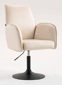 HR280N Krémszínű Modern Velúr Szék Fekete lábbal