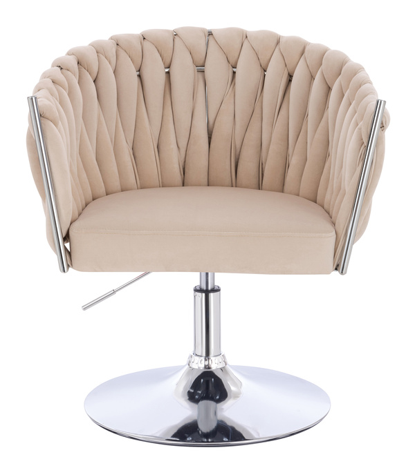 HR750N Krémszínű Modern Velúr Szék Krómozott lábbal