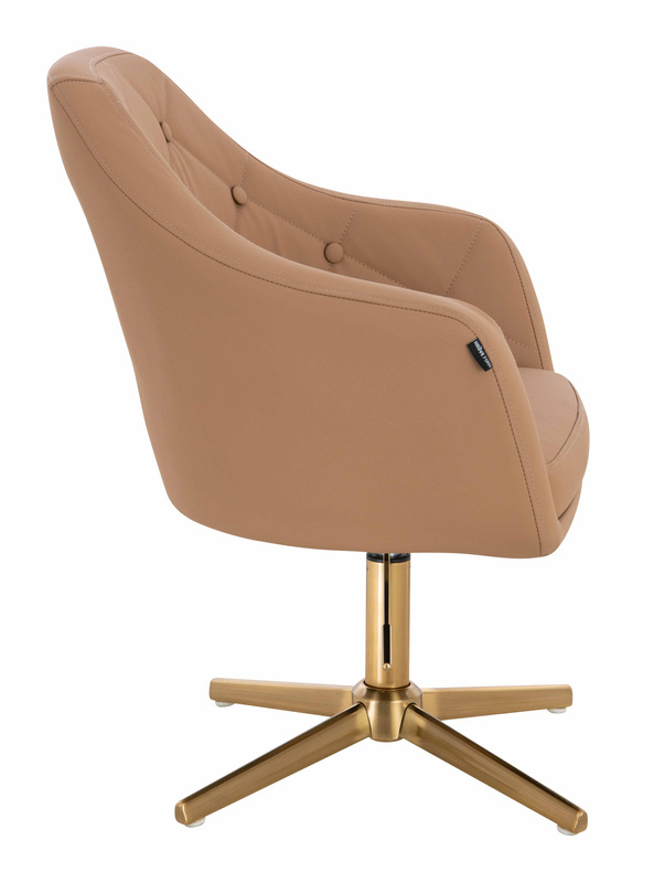 HR831CROSS Karamell Műbőr Premium Soft szék Arany lábbal