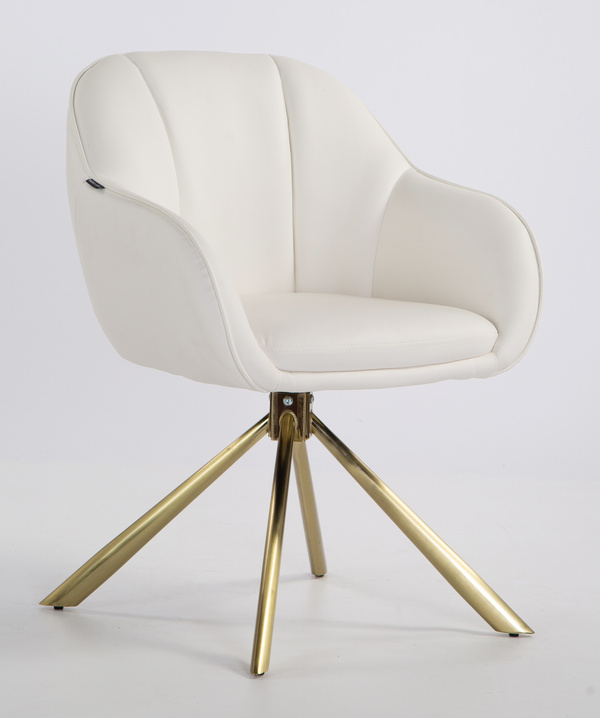 HR2055 CSILLAGLÁB Fehér Modern Műbőr Szék Aany lábbal