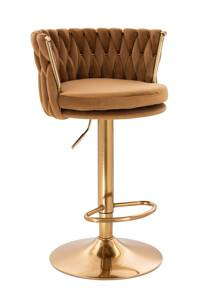 HR450W Mézbarna Modern Velúr Szék Arany lábbal