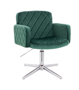 HR802CROSS Sötétzöld Modern Velúr Szék Krómozott lábbal