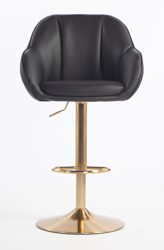 HR2055W Fekete Modern Műbőr Szék Aany lábbal